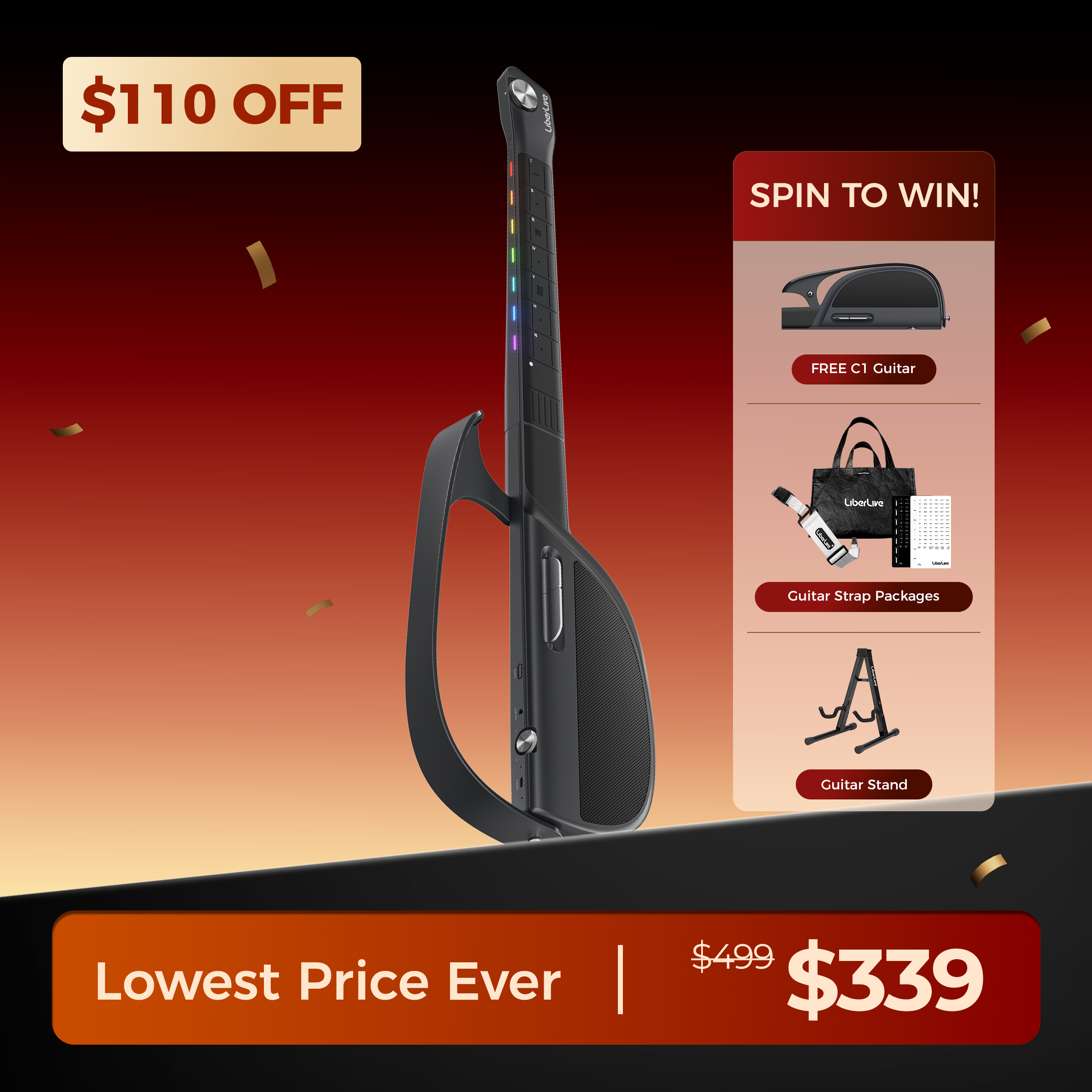 liberlive c1 stringless backing guitar#color_black